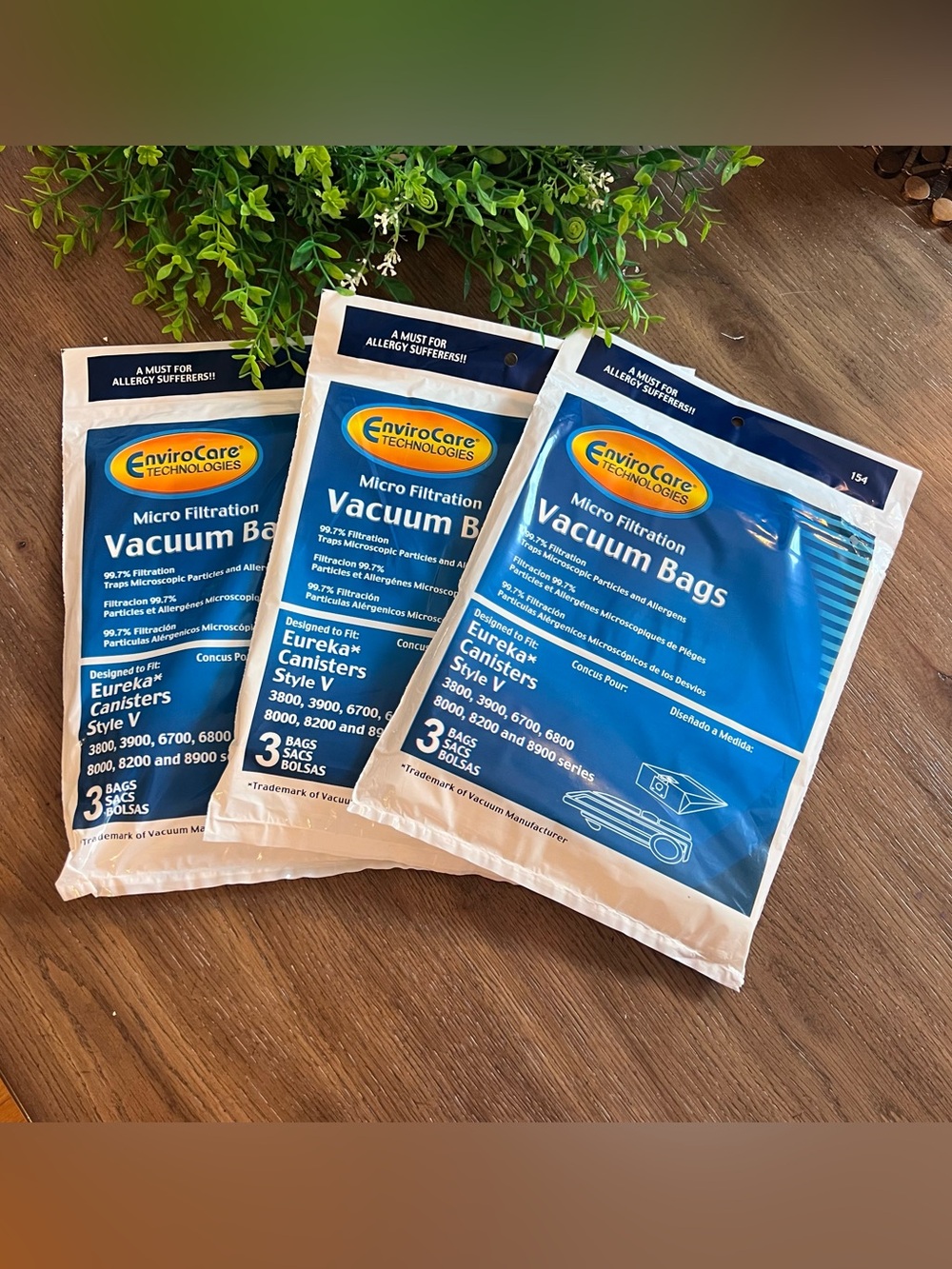 3 Packs of EnviroCare Technologies Eureka Canister Style V Vacuum Bags